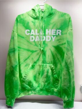 Neon Green Tie-Dye Hoodie Sweatshirt - Barstool Call Her Daddy Alex Cooper Lg